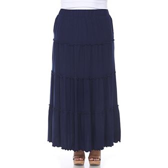 Plus Size Super Soft Tiered Maxi Skirt
