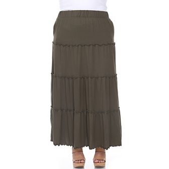 Plus Size Super Soft Tiered Maxi Skirt