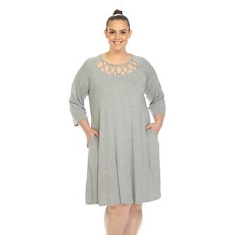 Women's Plus Size Criss Cross Neckline Swing Midi Dress