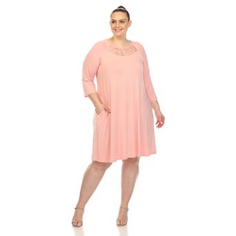 Women's Plus Size Criss Cross Neckline Swing Midi Dress