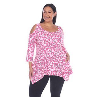 Women's Plus Size Floral Printed Cold Shoulder Tunic