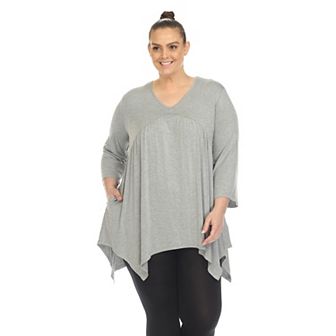 Women's Plus Size Empire Waist V-neck Tunic Top