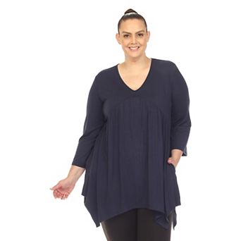 Women's Plus Size Empire Waist V-neck Tunic Top