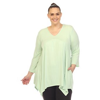 Women's Plus Size Empire Waist V-neck Tunic Top