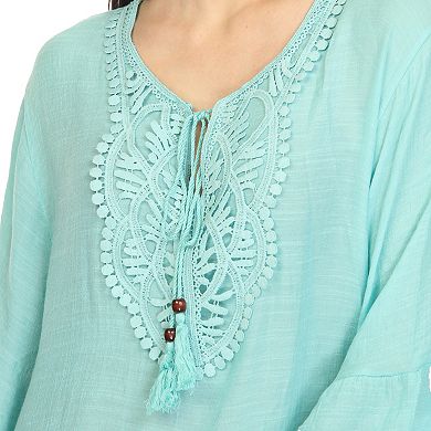 Women's Sheer Crochet Knee Length Cover Up Dress