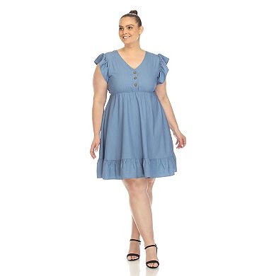 Women's Plus Size Ruffle Sleeve Knee-length Dress