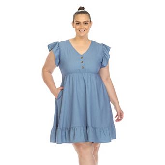 Women's Plus Size Ruffle Sleeve Knee-length Dress