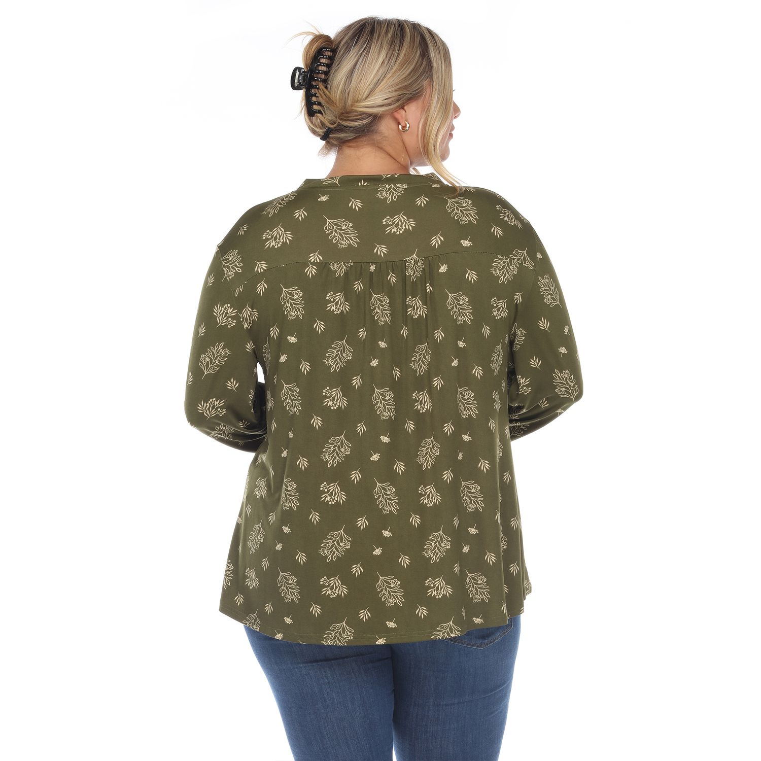 Lovedrobe Damen Wickelbluse Mit Peplum – V-Ausschnitt, Ballonärmel, Blatt-Print