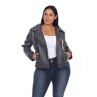 Plus Size Faux Leather Jacket