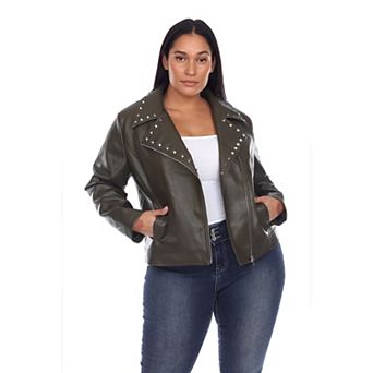 Plus Size Faux Leather Jacket