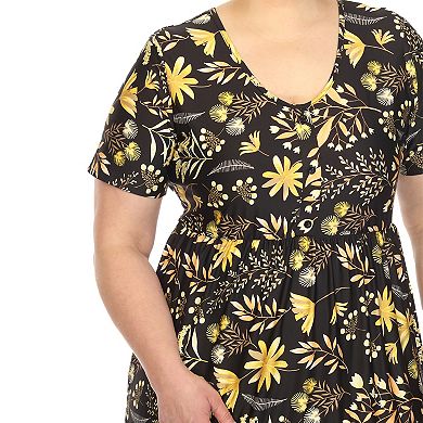 Women's Plus Size Floral Short Sleeve Knee Length Dress