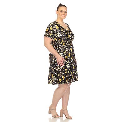 Women's Plus Size Floral Short Sleeve Knee Length Dress