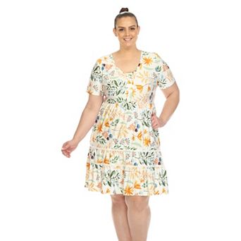 Women's Plus Size Floral Short Sleeve Knee Length Dress