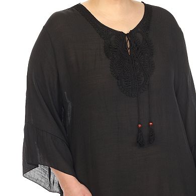 Plus Size Sheer Crochet Knee Length Cover Up Dress