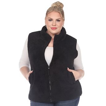 Women's Plus Size Zip Up Sherpa Vest