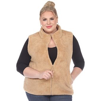 Women's Plus Size Zip Up Sherpa Vest
