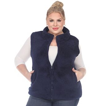 Women's Plus Size Zip Up Sherpa Vest