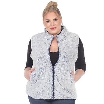 Women's Plus Size Zip Up Sherpa Vest