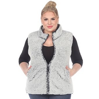 Women's Plus Size Zip Up Sherpa Vest