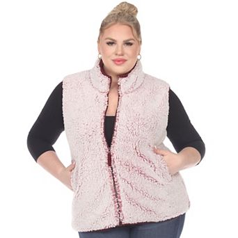 Women's Plus Size Zip Up Sherpa Vest