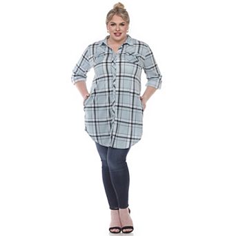 Women's Plus Size Plaid Tunic Top