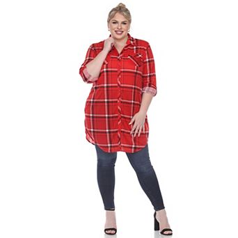 Women's Plus Size Plaid Tunic Top