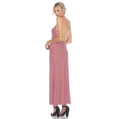 Women's Backless Striped Maxi Dress