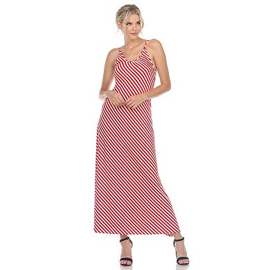 Women's Backless Striped Maxi Dress