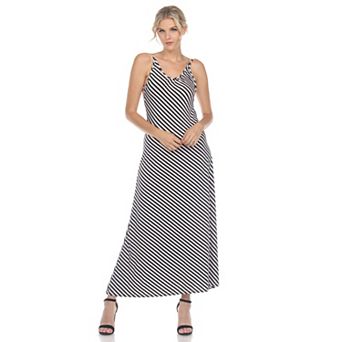Women's Backless Striped Maxi Dress