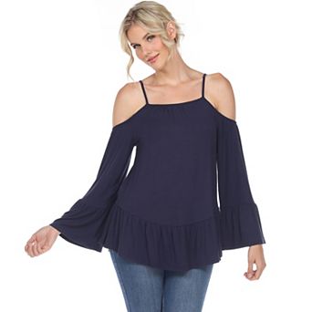 Women's Cold Shoulder Ruffle Sleeve Top