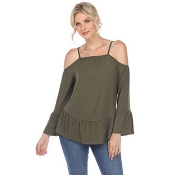 Women's Cold Shoulder Ruffle Sleeve Top