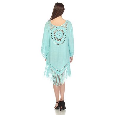 Women's Crocheted Fringed Trim Dress Cover Up