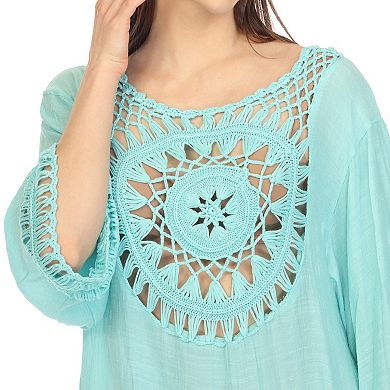 Women's Crocheted Fringed Trim Dress Cover Up