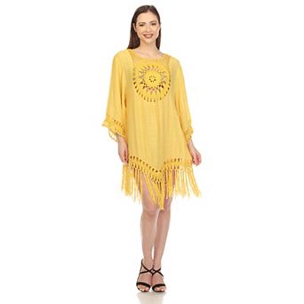 Women's Crocheted Fringed Trim Dress Cover Up