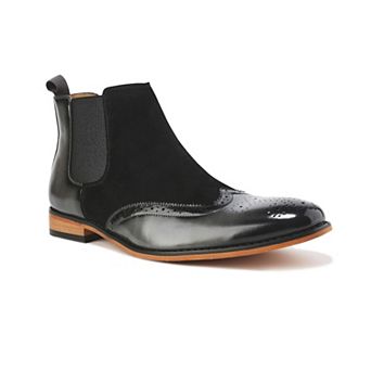 Gino Vitale Men's Wingtip Brogue Two-Tone Chelsea Boots