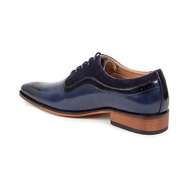 Gino Vitale Men's Lace Up Medallion Toe Dress Shoes