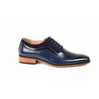 Gino Vitale Men's Lace Up Medallion Toe Dress Shoes