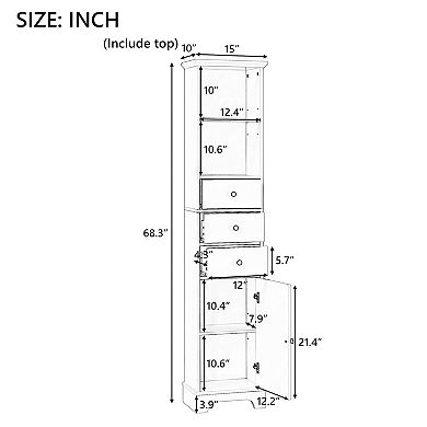 Merax Freestanding Storage Cabinet With 3 Drawers
