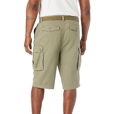 KingSize Men's Big & Tall 12 Side Elastic Cargo Short With Twill Belt