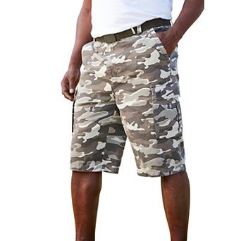 KingSize Men's Big & Tall 12 Side Elastic Cargo Short With Twill Belt