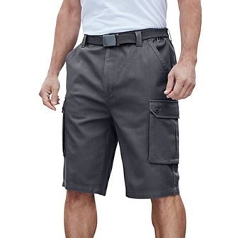 KingSize Men's Big & Tall 12 Side Elastic Cargo Short With Twill Belt