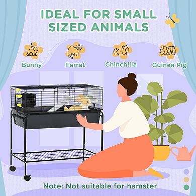 PawHut Small Animal Cage Guinea Pig, Hedgehog, Ferret, Charcoal