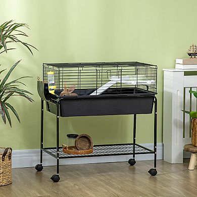 PawHut Small Animal Cage Guinea Pig, Hedgehog, Ferret, Charcoal