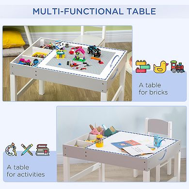 Qaba 2 in 1 Kids Activity Table with Storage, Kids Building Block Table for Play, Crafts, Studying