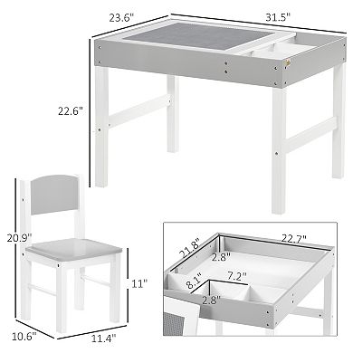 Qaba 2 in 1 Kids Activity Table with Storage, Kids Building Block Table for Play, Crafts, Studying