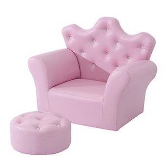 Children Upholstered Princess Sofa with Ottoman for Boys and Girls