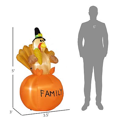 HOMCOM 4.9ft Inflatable Thanksgiving Turkey