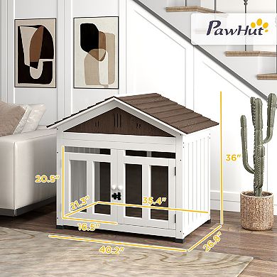 PawHut 40inchL Dog House Outdoor Indoor for Small, Medium, Large Dogs
