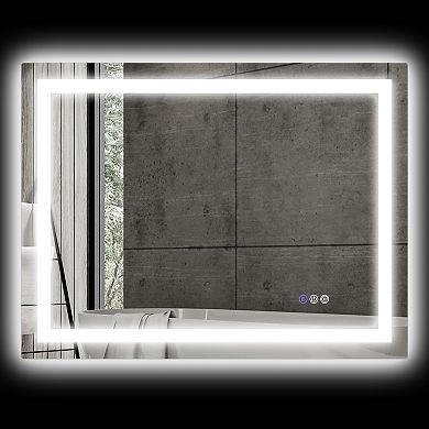 Homcom 35" X 28" Led Bathroom Mirror Infinite Color Temp Back & Front Lit
