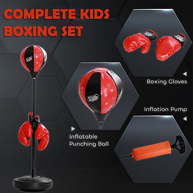 Qaba Punching Bag for Kids w/ Stand & Boxing Gloves, Height Adjustable